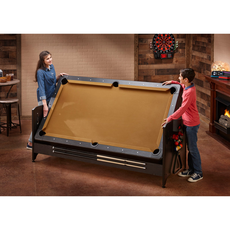 Tan 3-in-1 Rotating Pool, Air Hockey, and Table Tennis Table