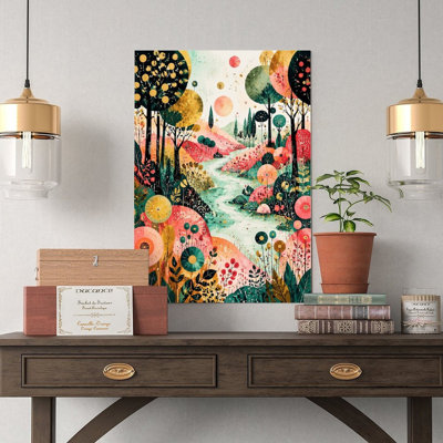 Canvas Wall Art Whimsical Forest River Landscape Art Print Vintage Poster Print Home Decor