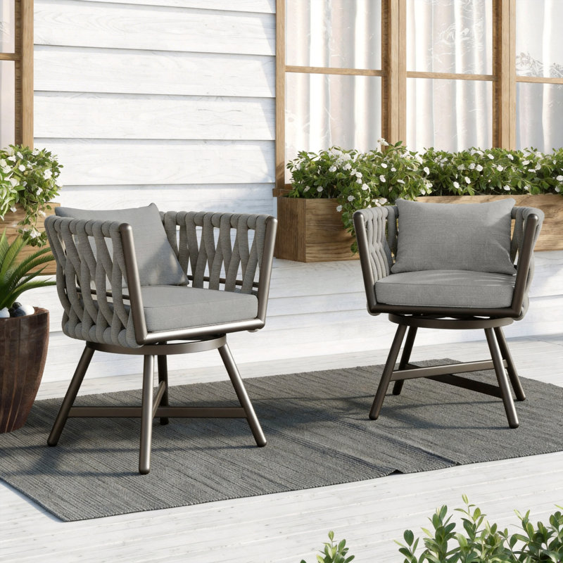 Chaise de salle à manger pivotante avec coussin Arlend, Gris