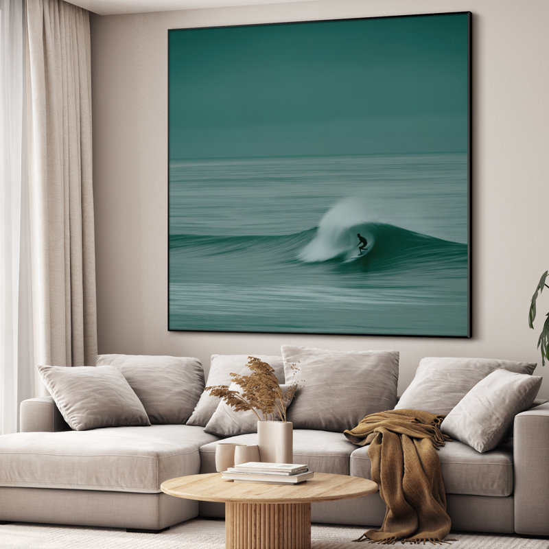 Très grand art mural imprimé sur tissu - Plage, océan, paysage, œuvre d'art, décoration pour le salon ou la chambre à coucher - «Assemblage requis du cadre (cadre non fini)»