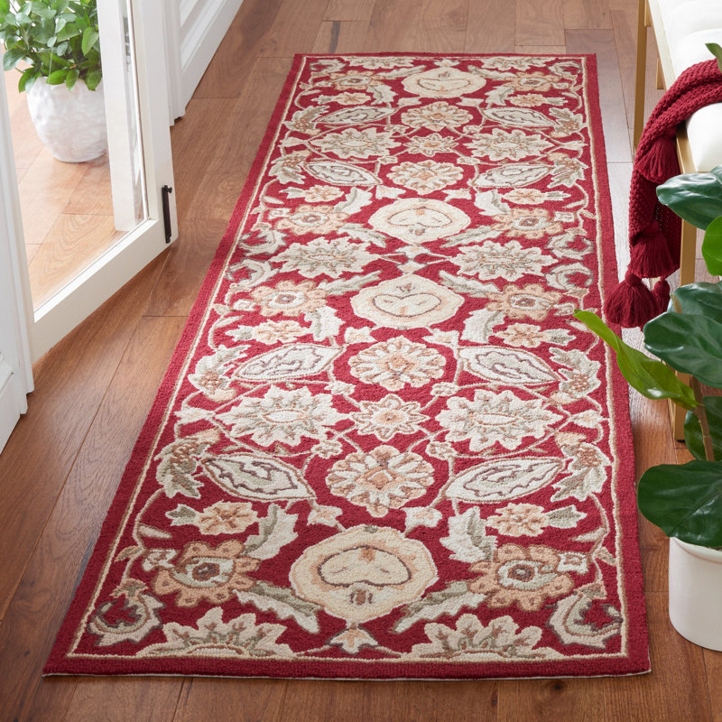 Tapis performance oriental crocheté à la main et facile à entretenir Taran, Tapis de couloir beige