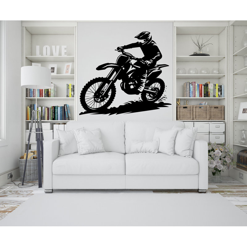 Décalcomanie murale Motocross, décor Motocross, art mural Motocross garçon, H 17 po x l 19 po