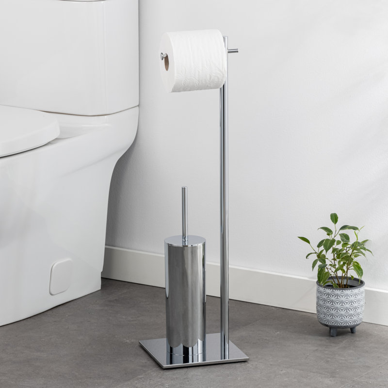Porte-papier hygiénique sur pied en acier chromé 28 "avec brosse Pardeesville