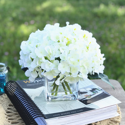 Silk Hydrangea Arrangement in Vase