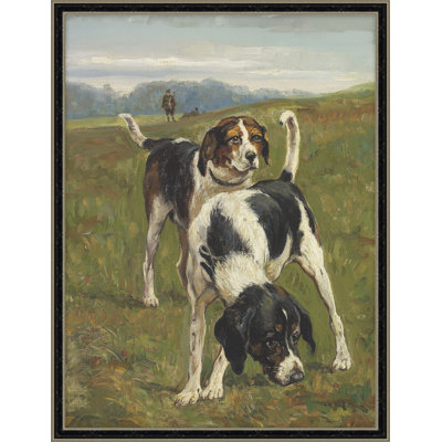 Dogs in the Field 1 Framed Print Canvas