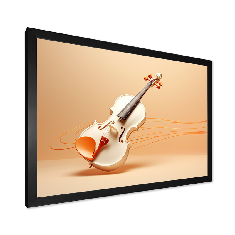 «Vibrant Violin Auburn Elegance III», reproduction sur toile, H 30 po x l 40 po x P 1,5 po, Cadre simple noir