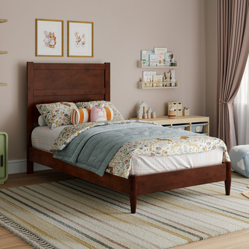 Lit plateforme Aveline, Lit simple, Noyer
