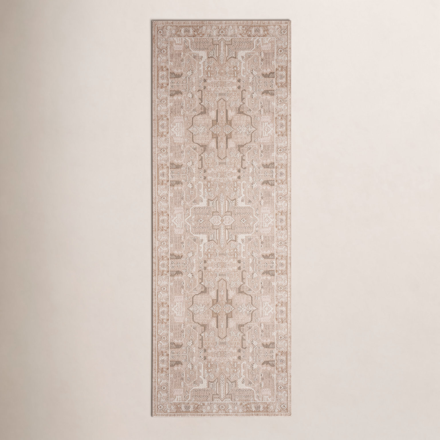 Kerin Beige Cream Oriental Rug, Runner 3' x 10'