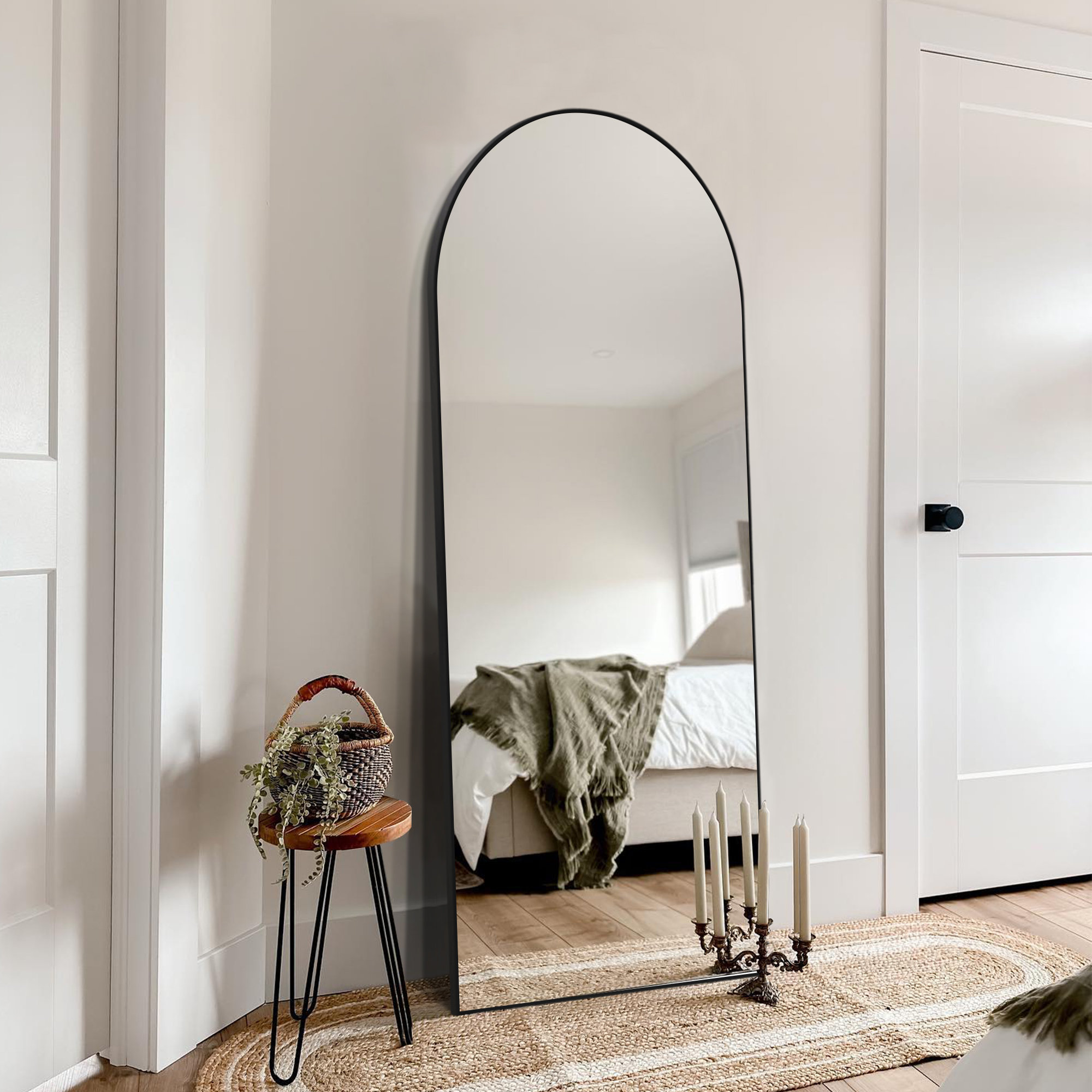 Latitude Run® Corinn Arched Metal Full Length Mirror Floor Mirror and