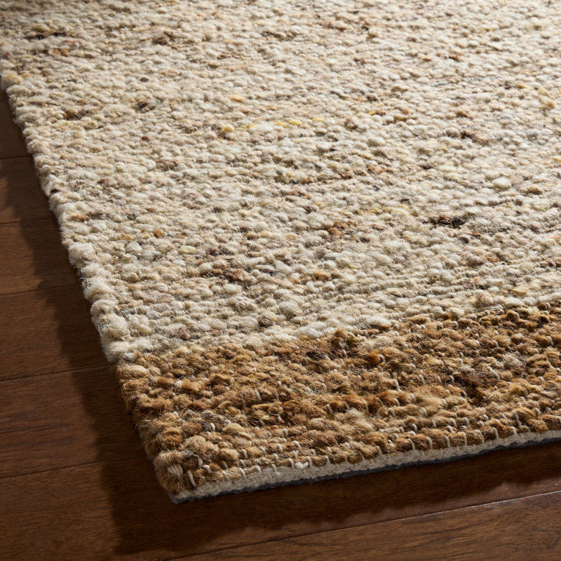 Montana Beige and Light Brown Wool Handmade Area Rug 8' x 10'