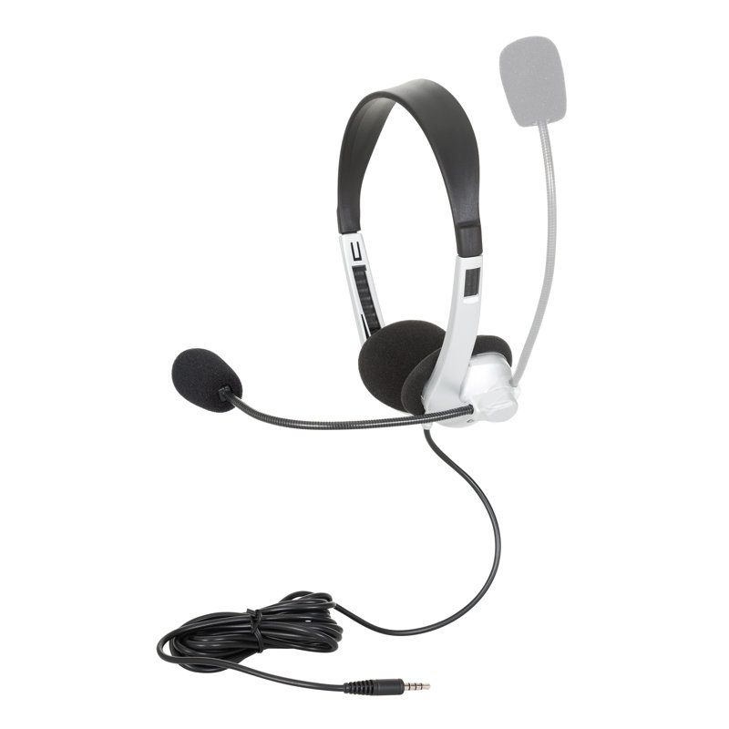 Mobile-Ready School Multimedia Stereo Headsets with Volume Control and Boom Microphone (Set of 10)