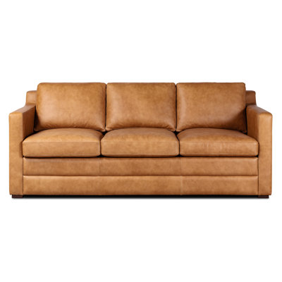 Sorrento 78'' Full-Grain Genuine Leather Pull-Out Sleeper Sofa