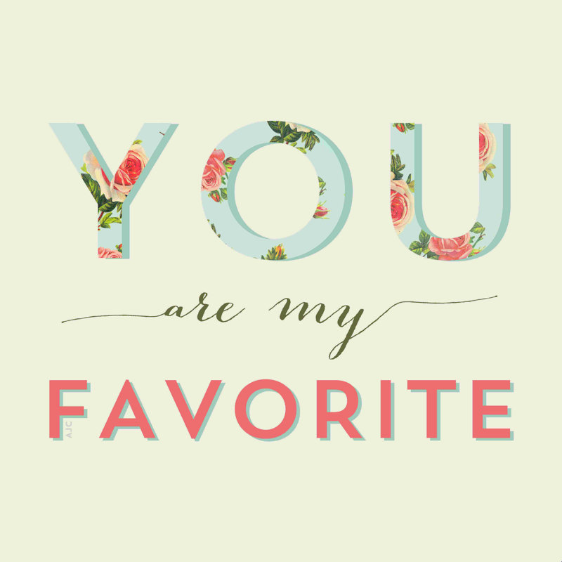 «Floral You are My Favorite», art textuel sur toile tendue, H 36 po x l 36 po