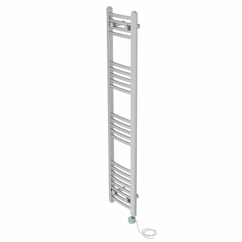 Curved Towel Rail Heated Towel Rails, 140cm H x 30cm W x 3.4cm D, Chrome