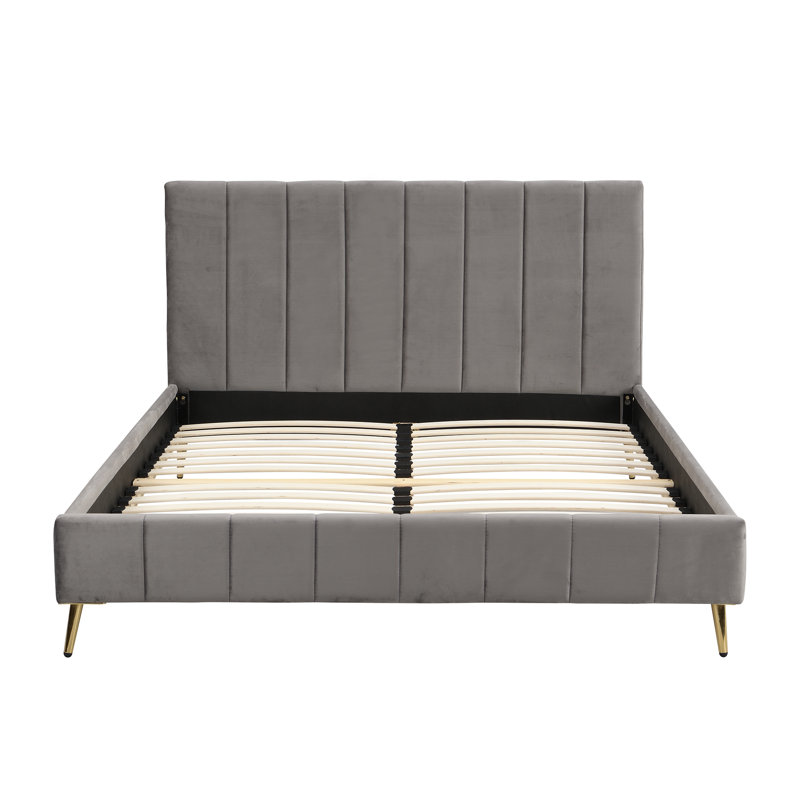Leia Upholstered Bed, Grey, Double (4'6)