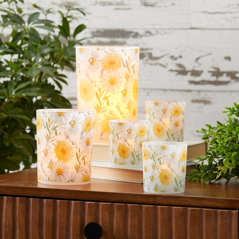 Porte-bougie à motif floral givré