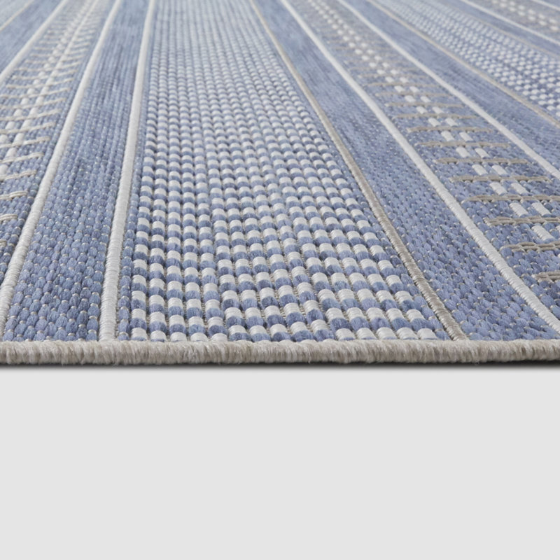 Tapis d'intérieur / extérieur de patio Sadie - bleu / blanc / gris, Rectangle 7 pi 10 po x 10 pi