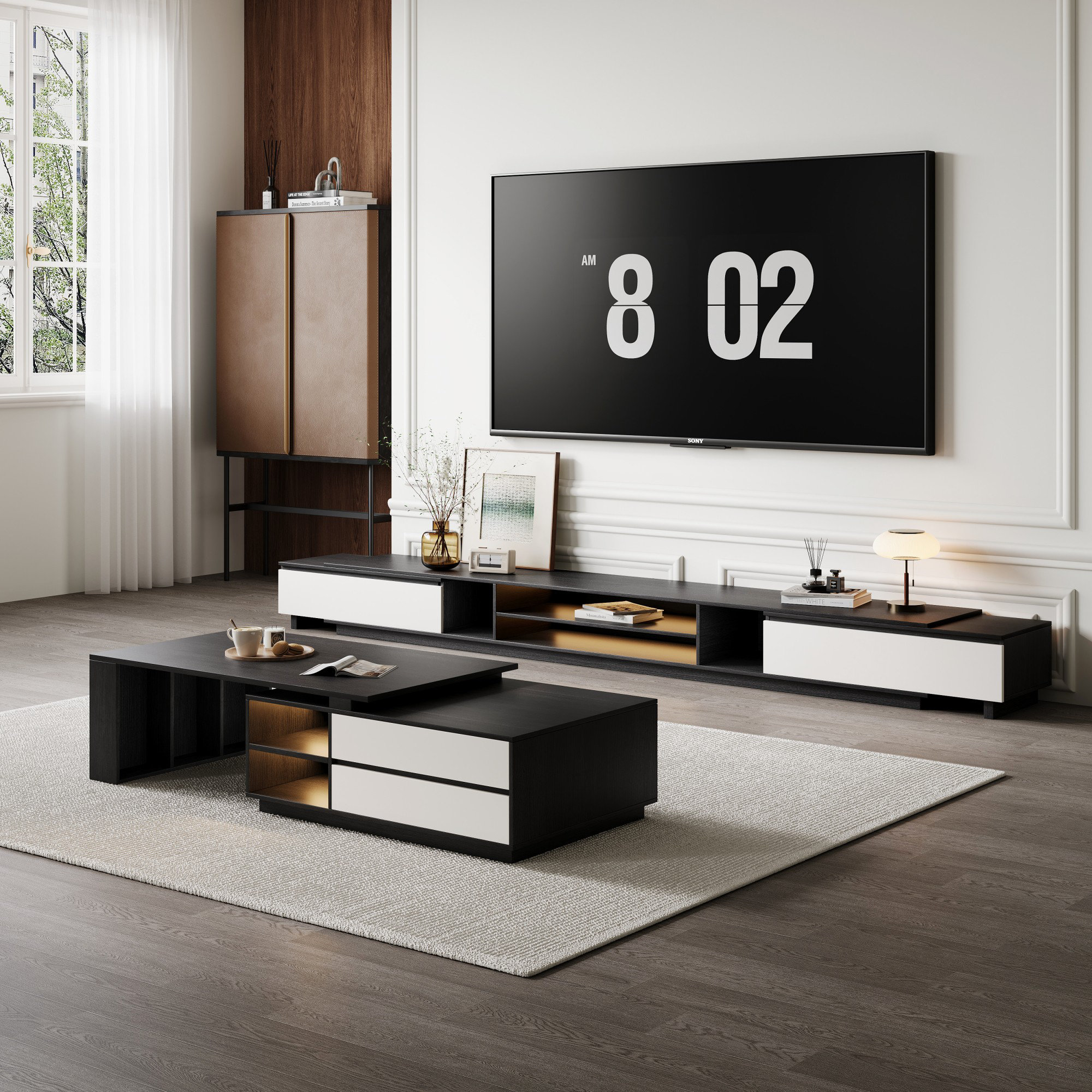 Orren Ellis Truset 98.42 TV Stand With 68 Coffee Table Set Reviews Wayfair