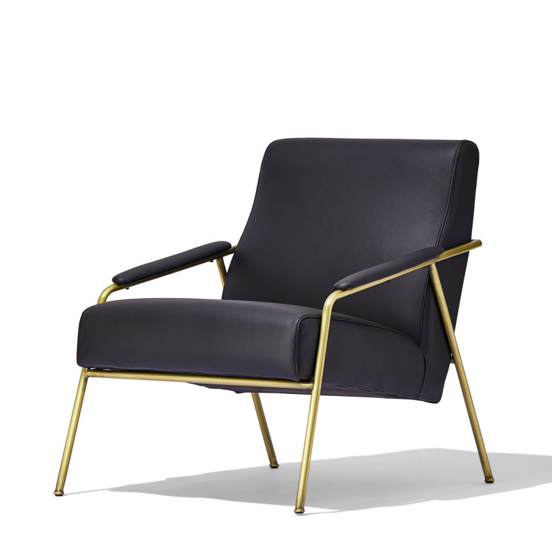 Chaise avec accoudoirs Strathearn, Cuir véritable noir