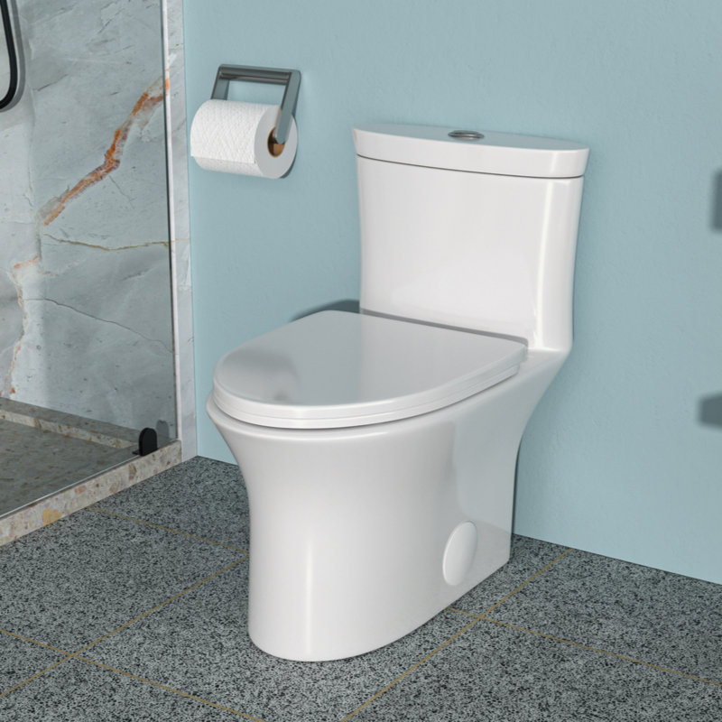 Toilette en céramique une pièce, double chasse avec siège à fermeture en douceur