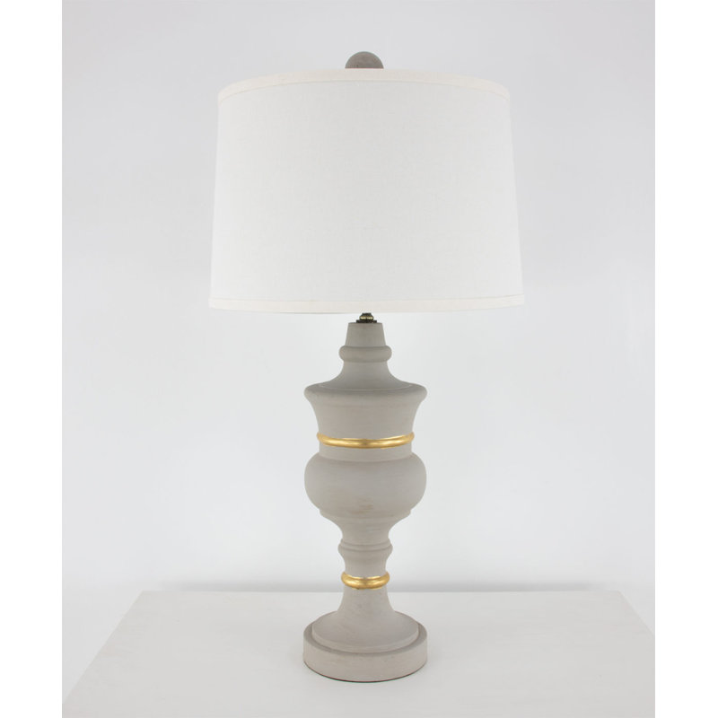 Raymond Haberdash Table Lamp, Soft Dark Gray/Gold Leaf