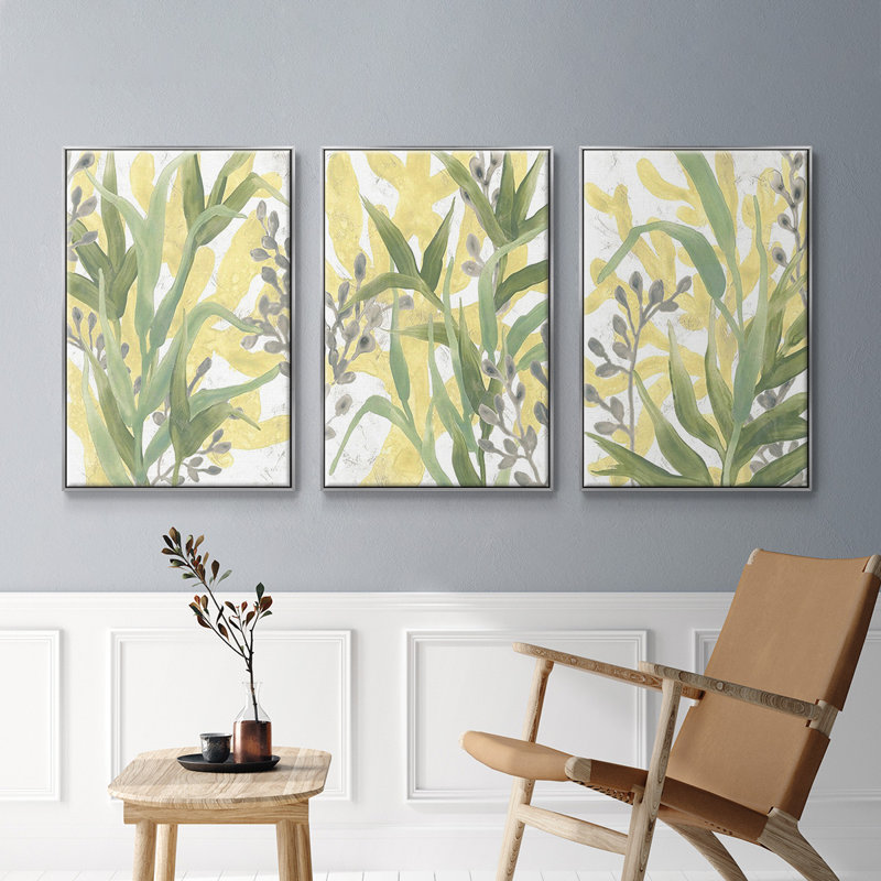 Sea Grass Fresco I 3 pièces, H 36 po x l 72 po, Argent