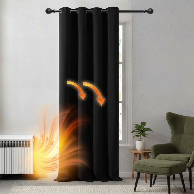 Blackout Single Curtain Panel, Black