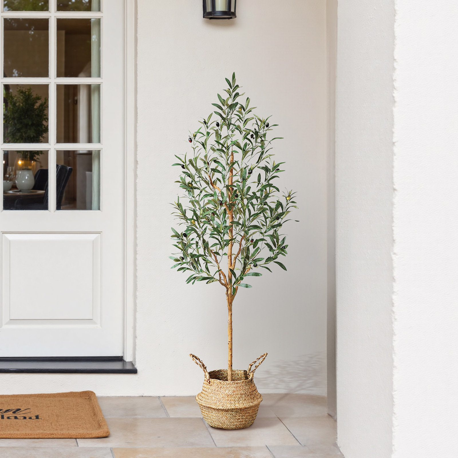 Adcock 84" Olive Tree in Pot, 60" H x 20" W x 20" D