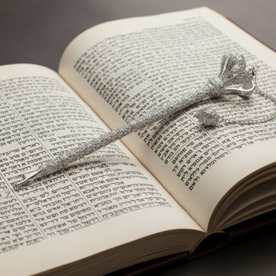 Torah Pointer with Sapphire Crystals