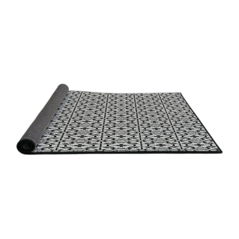 Tapis noir/blanc à motifs, Rond 5 pi