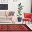 Tapis décoratif en laine noué à la main de conception unique noué à la main new age rizbaft rouge/beige 3 pi 9 po x 6 pi