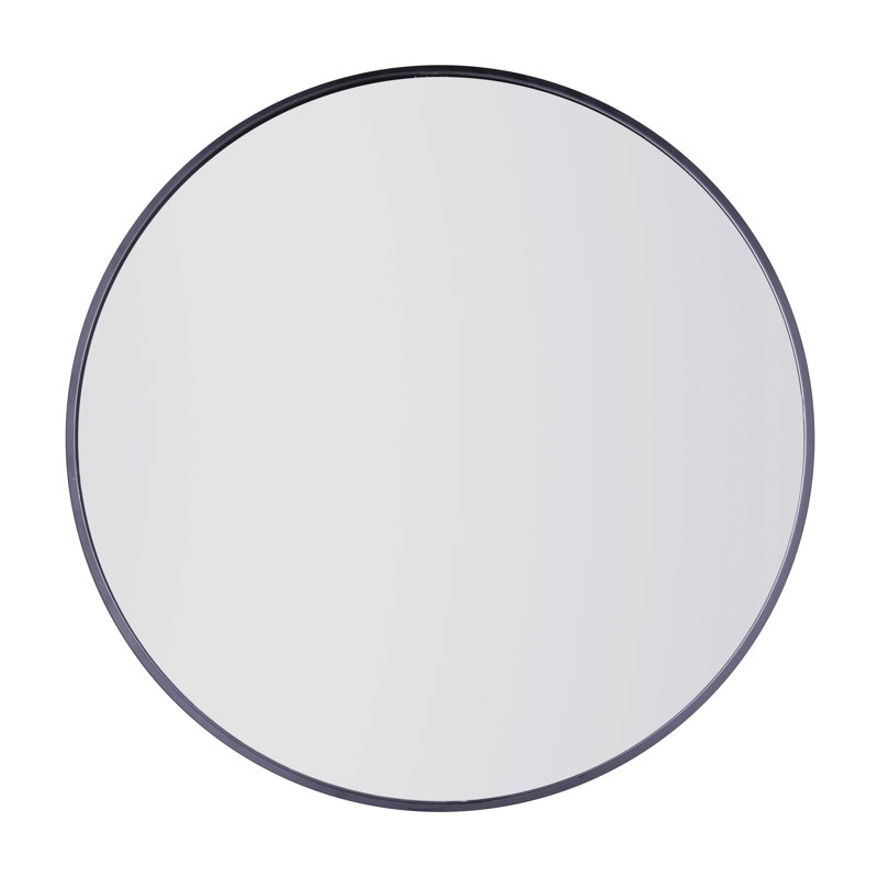 Chasteen Metal Flat Wall Mirror, 33" x 33", Black