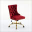Chaise de bureau moderne rembourrée en velours capitonnée avec base en métal doré, réglable et pivotante pour plus de confort et de style-49096654-49096690