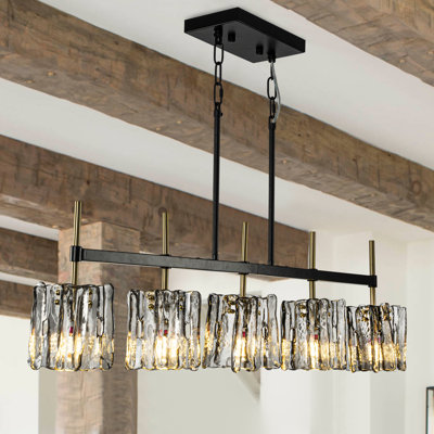 Luminaire suspendu géométrique en verre pour îlot de cuisine à intensité variable