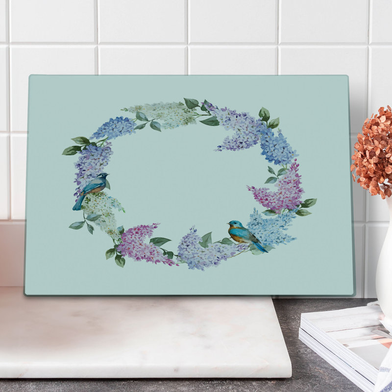 Multicolore couronne de fleurs et oiseau multicolore Ambesonne