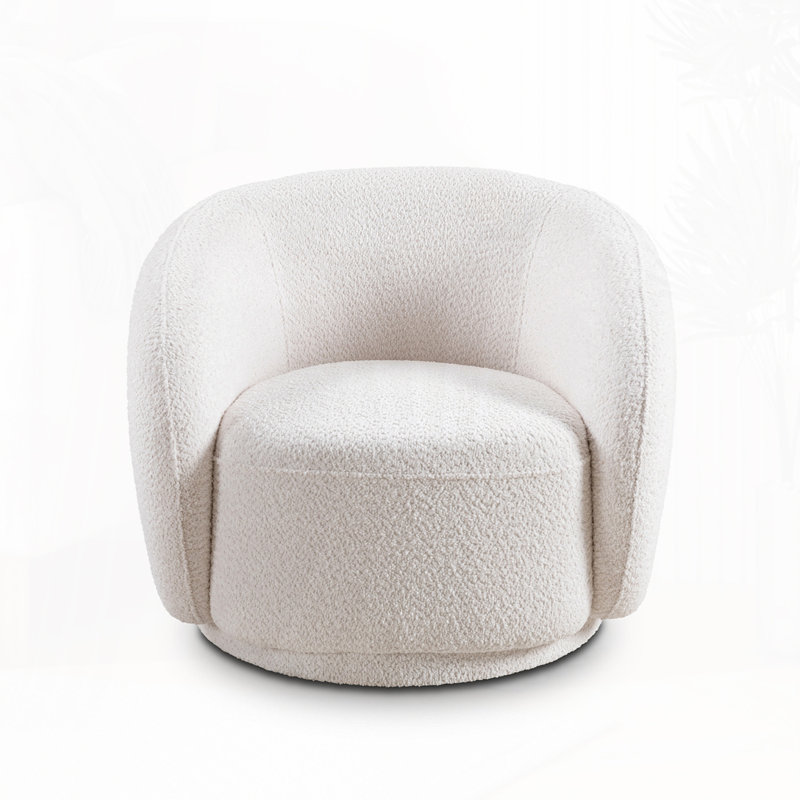 Fauteuil d'appoint pivotant rembourré Boucle, Blanc