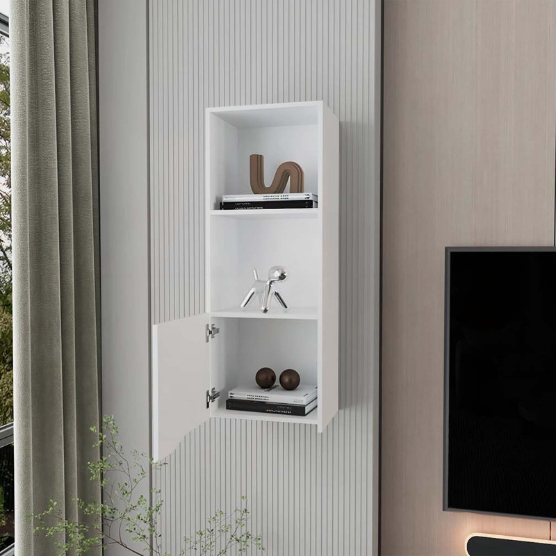 Armoire murale blanche avec une porte, Blanc