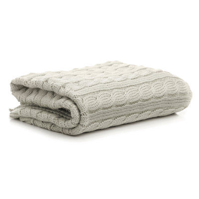 Cable Knitted Blanket Beige 50 X 60"