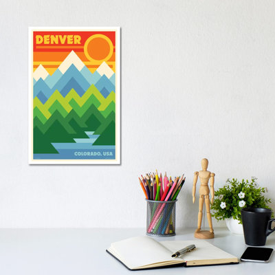 Denver Retro Travel Poster by Jim Zahniser - Wrapped Canvas Print