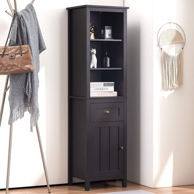 5-Tier Tall Bookshelf with Drawer and Cabinet, Freestanding Bookcase with Adjustable Shelf by Winston Porter