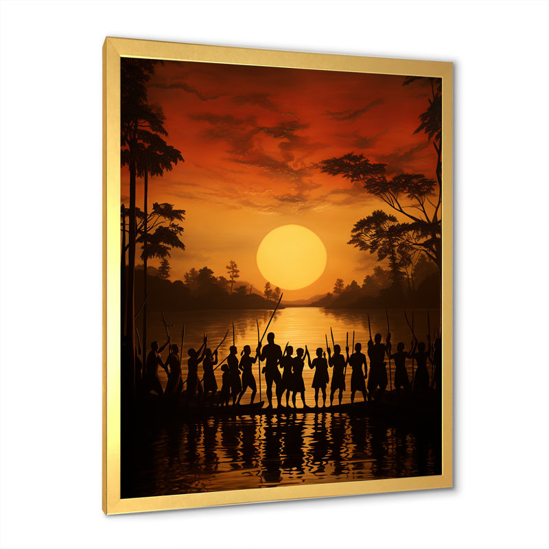Tribu africaine Fulani Journey II, Cadre doré simple, H 40 po x l 30 po x P 1,5 po