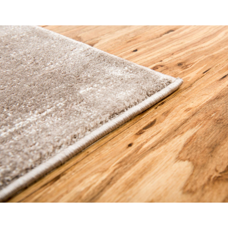 Tapis uni / rayé brun-ivoire Aimeeleigh, Rond 5 pi 3 po