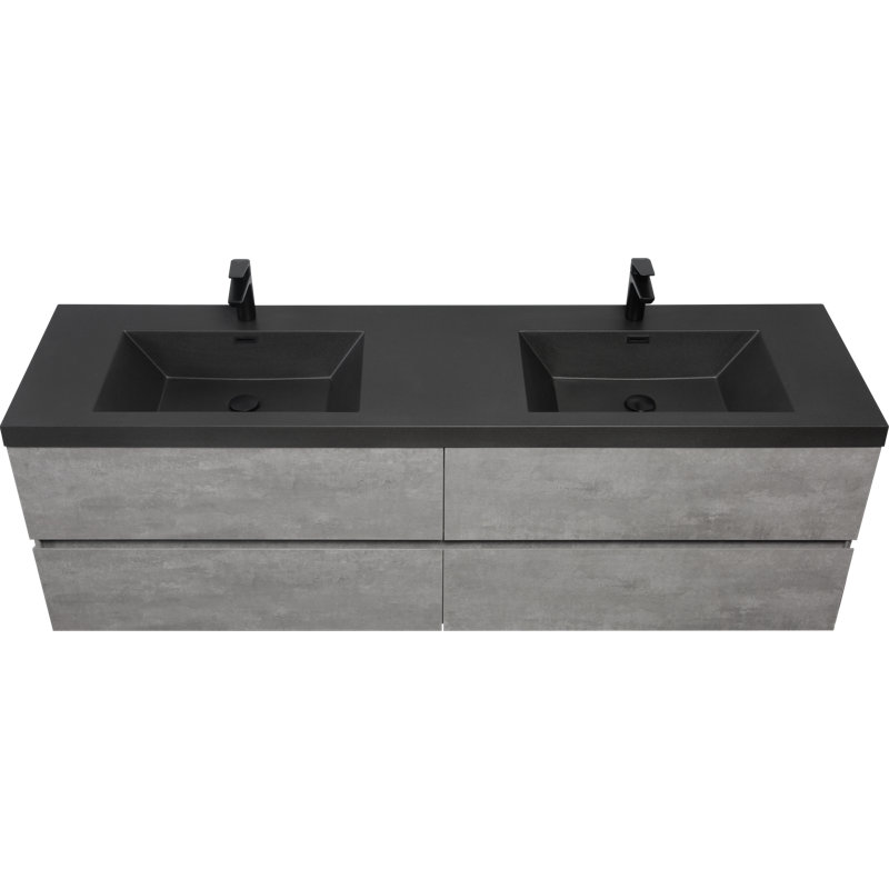 Meuble-lavabo mural 72 po avec double vasque et rangement spacieux