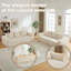 Ensemble de canapé Minimalist 3 + 3 places en velours côtelé avec lignes courbes et dossier légèrement incliné, livré avec 6 coussins décoratifs en forme de corne beige-444364084