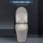 Toilette intelligente à siège chauffant, chasse d'eau automatique une pièce sans bidet, chasse d'eau avec capteur de pied, lampe de chevet bleue, commande à bouton, couvercle de fermeture en cas de panne de courant, blanc pour toilette de salle de bain avec chasse d'eau,,