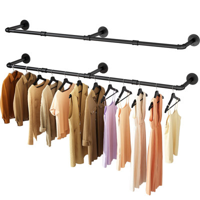 Portemanteau mural, support à vêtements mural industriel 72,5 po