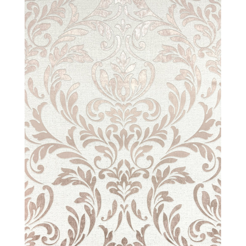 Azara Damask Luxury Textured Vinyl Damask Wallpaper, Rose