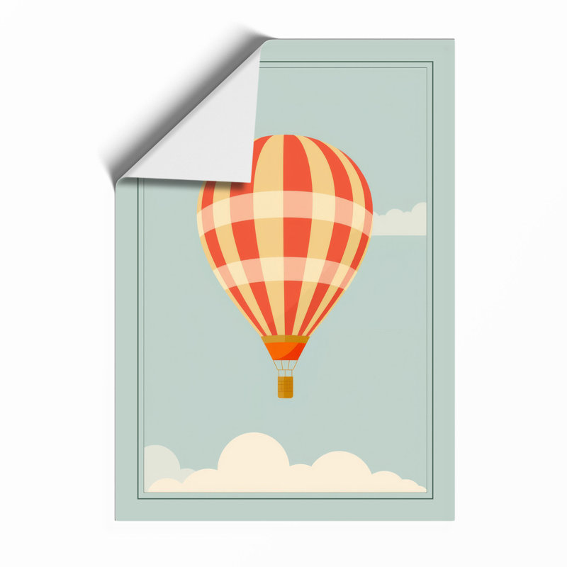 Hot Air Balloon at Dawn Mid-Century - Framed Print, A3 - 42.0 x 29.7 cm, Unframed