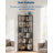 7 Tier Corner Shelf Industrial, Large Freestanding Bookshelf Wood and Metal Frame, Tall Display Bookcase for Living Room Kitchen Home Office-1479582805
