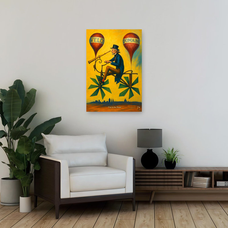 «Steampunk Moon Journey», impression d'art rétro de paysage de ville fantaisiste rétro, 36" H x 24" W